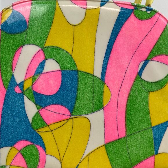 Vintage Mid Century Psychedelic Disco Mod Vinyl Top Handle Handbag Tote MCM GoGo - Picture 2 of 12